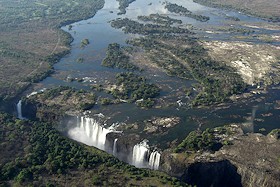 Aerial View of Victoria Falls - Zambia, Zimbabwe border, Africa